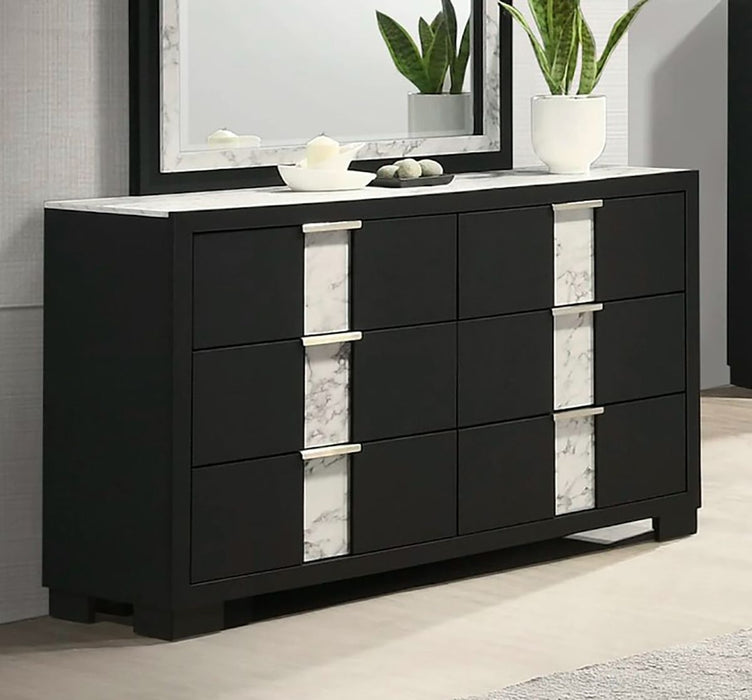 Crown Mark Furniture Rangley 6 Drawer Dresser in Black - Vida Furniture (Laredo,TX)