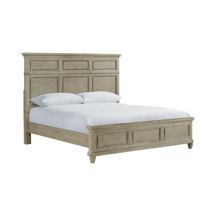 Whit-Ash Panel Bedroom Set with Door Chest in Light Grey