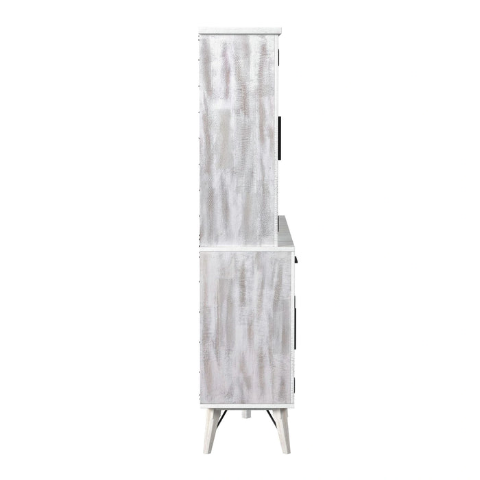 Rogen Rustic Buffet & Hutch with LED in Rustic White