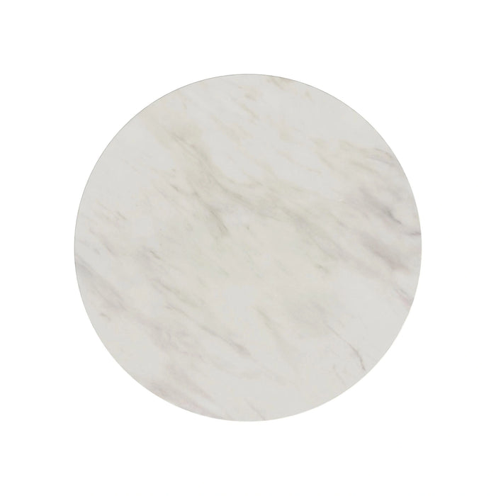 Sylvie Round Coffee Table with White Faux Marble Top and Base