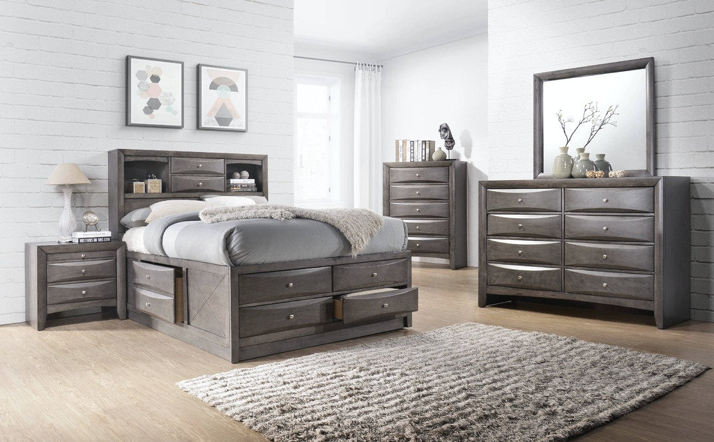 Elements International Emily Grey 3 Drawer Nightstand in Gray - Vida Furniture (Laredo,TX)