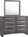 Elements International Emily Grey 8 Drawer Dresser in Gray - Vida Furniture (Laredo,TX)