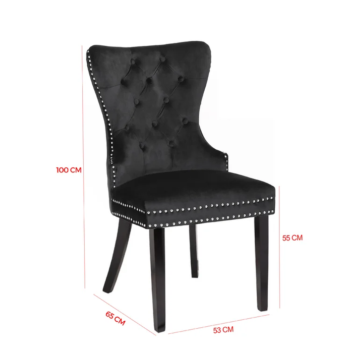 Galaxy Home Erica Wood Legs Dining Chair (Set of 2) in Black - Vida Furniture (Laredo,TX)