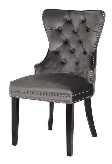 Galaxy Home Erica Wood Legs Dining Chair (Set of 2) in Dark Grey - Vida Furniture (Laredo,TX)