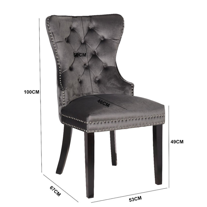 Galaxy Home Erica Wood Legs Dining Chair (Set of 2) in Dark Grey - Vida Furniture (Laredo,TX)
