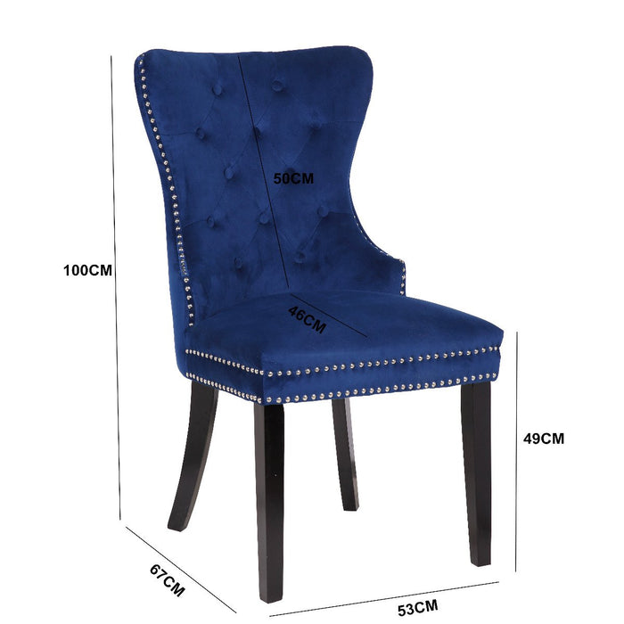 Galaxy Home Erica Wood Legs Dining Chair (Set of 2) in Blue - Vida Furniture (Laredo,TX)