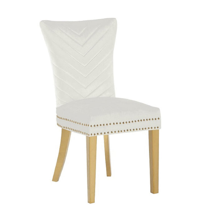 Galaxy Home Eva Gold Legs Dining Chair (Set of 2) in Beige - Vida Furniture (Laredo,TX)
