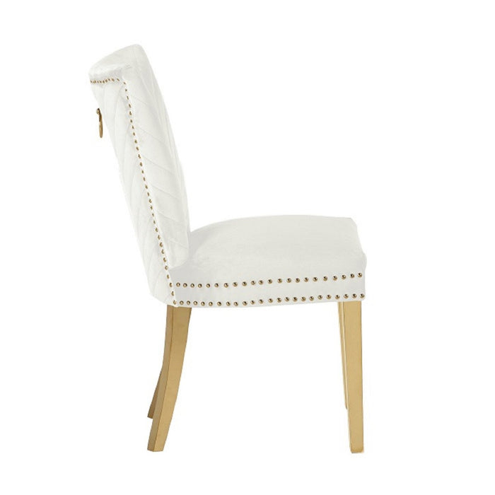 Galaxy Home Eva Gold Legs Dining Chair (Set of 2) in Beige - Vida Furniture (Laredo,TX)