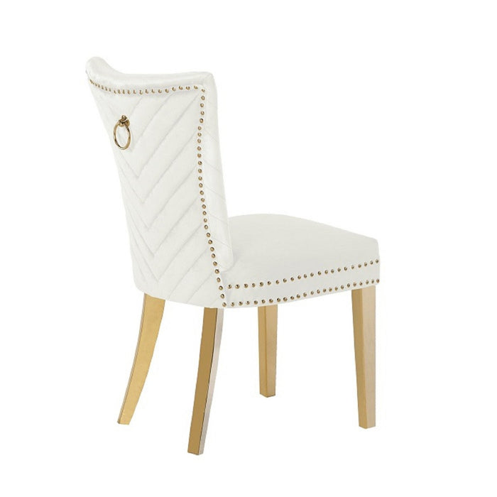 Galaxy Home Eva Gold Legs Dining Chair (Set of 2) in Beige - Vida Furniture (Laredo,TX)