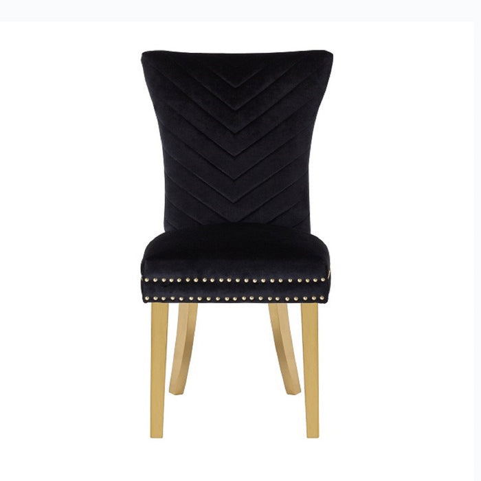 Galaxy Home Eva Gold Legs Dining Chair (Set of 2) in Black - Vida Furniture (Laredo,TX)