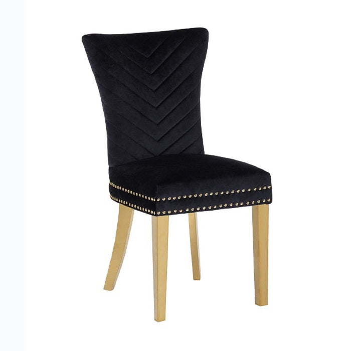 Galaxy Home Eva Gold Legs Dining Chair (Set of 2) in Black - Vida Furniture (Laredo,TX)