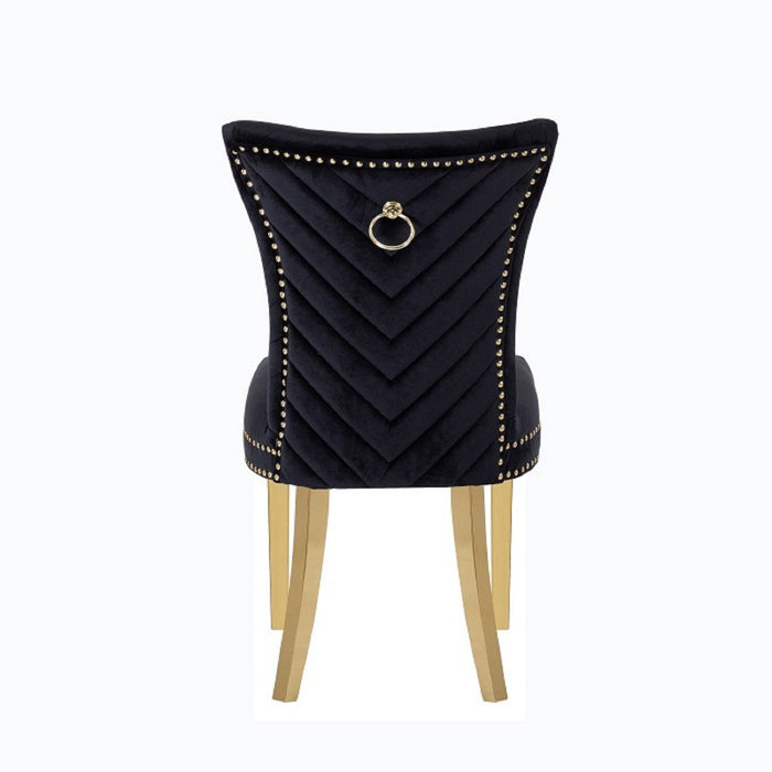 Galaxy Home Eva Gold Legs Dining Chair (Set of 2) in Black - Vida Furniture (Laredo,TX)