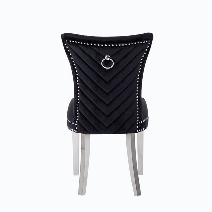 Galaxy Home Eva Stainless Steel Dining Chair (Set of 2) in Black - Vida Furniture (Laredo,TX)