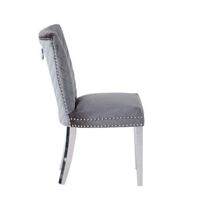 Galaxy Home Eva Stainless Steel Dining Chair (Set of 2) in Grey - Vida Furniture (Laredo,TX)