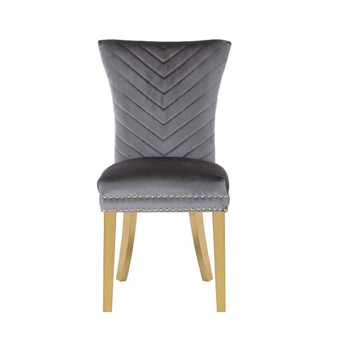 Galaxy Home Eva Gold Legs Dining Chair (Set of 2) in Grey - Vida Furniture (Laredo,TX)