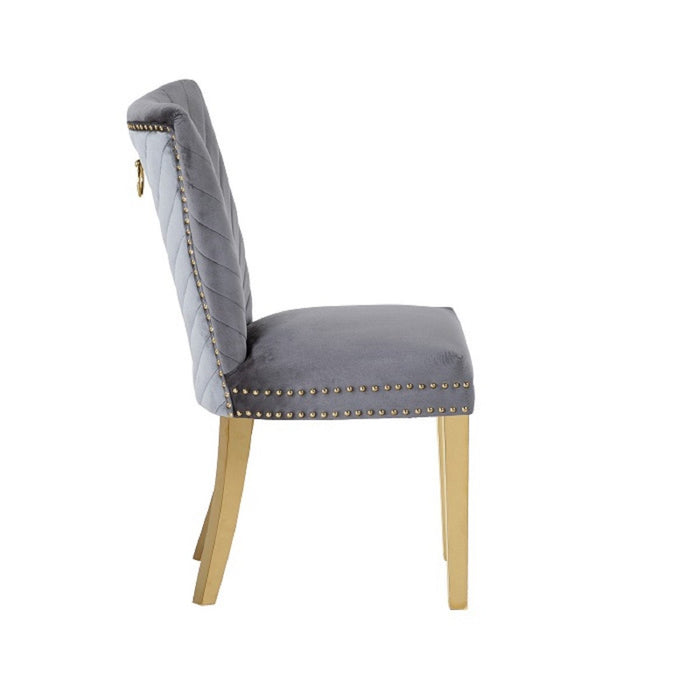 Galaxy Home Eva Gold Legs Dining Chair (Set of 2) in Grey - Vida Furniture (Laredo,TX)