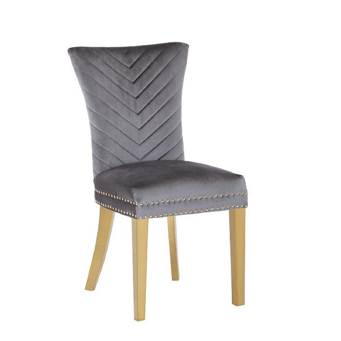 Galaxy Home Eva Gold Legs Dining Chair (Set of 2) in Grey - Vida Furniture (Laredo,TX)