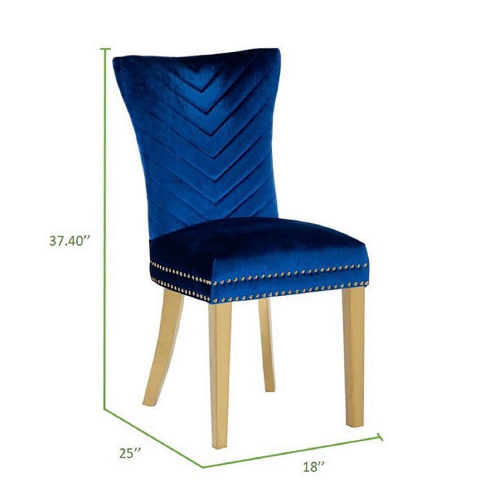 Galaxy Home Eva Gold Legs Dining Chair (Set of 2) in Blue - Vida Furniture (Laredo,TX)