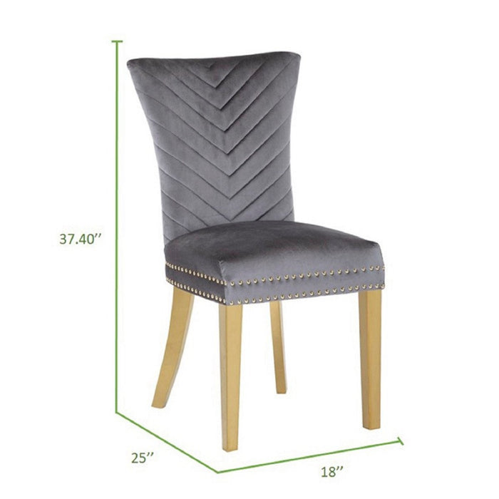 Galaxy Home Eva Gold Legs Dining Chair (Set of 2) in Grey - Vida Furniture (Laredo,TX)
