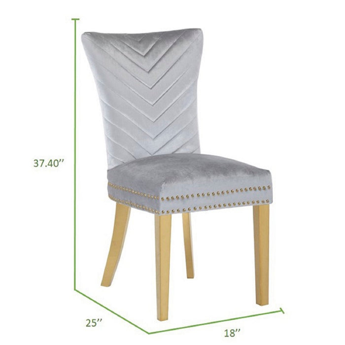 Galaxy Home Eva Gold Legs Dining Chair (Set of 2) in Silver - Vida Furniture (Laredo,TX)