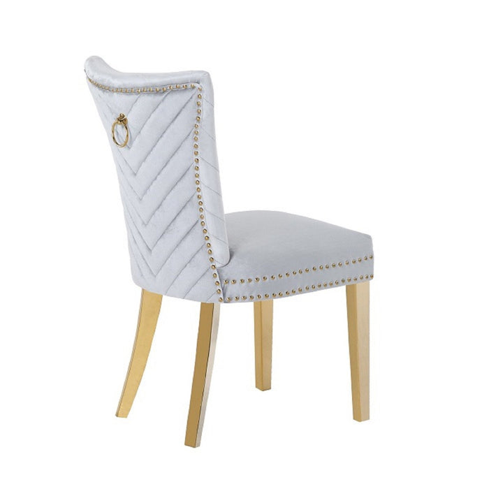Galaxy Home Eva Gold Legs Dining Chair (Set of 2) in Silver - Vida Furniture (Laredo,TX)