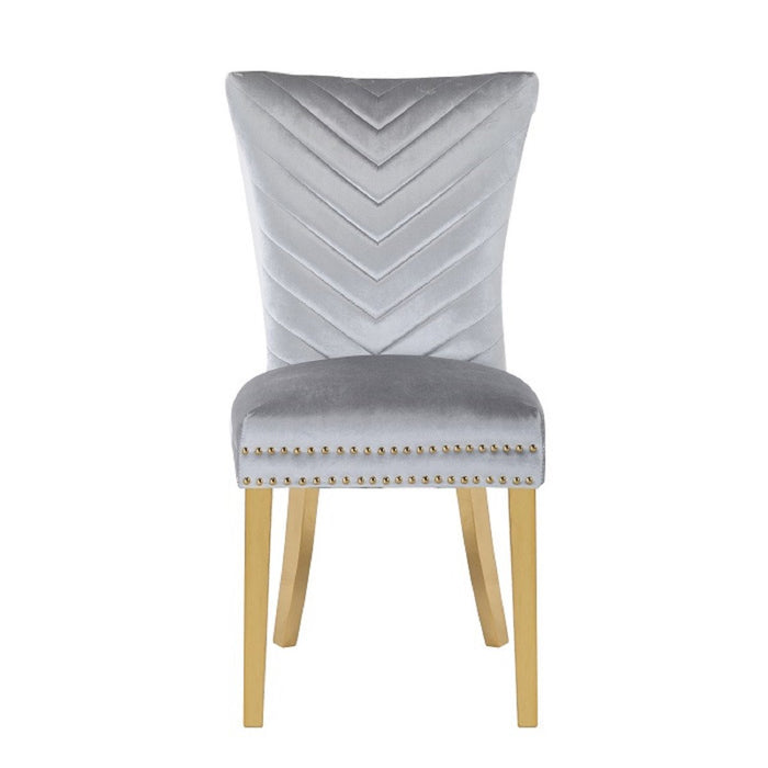 Galaxy Home Eva Gold Legs Dining Chair (Set of 2) in Silver - Vida Furniture (Laredo,TX)
