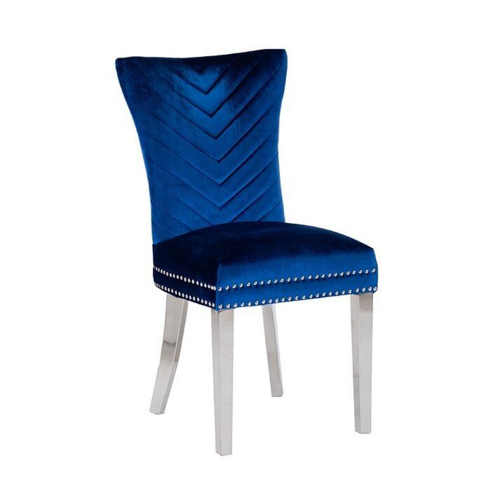 Galaxy Home Eva Stainless Steel Dining Chair (Set of 2) in Blue - Vida Furniture (Laredo,TX)