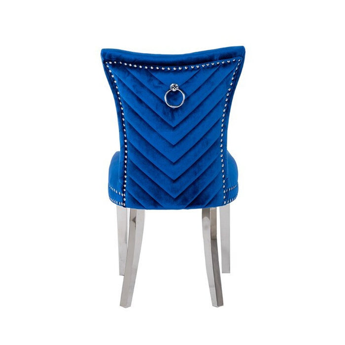 Galaxy Home Eva Stainless Steel Dining Chair (Set of 2) in Blue - Vida Furniture (Laredo,TX)