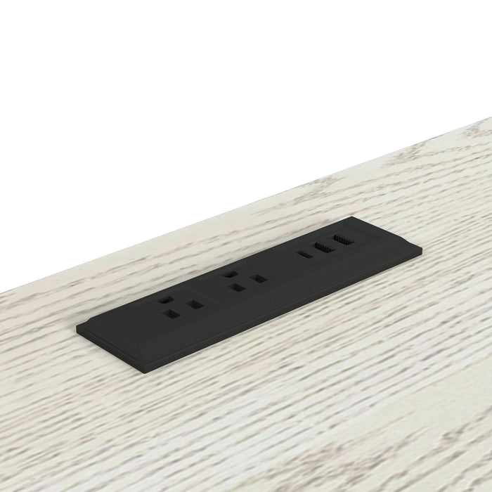 Cambrie Buffet with LED and Power in Off-White and Natural