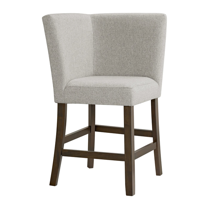 Seneca Counter Corner Bench with Upholstered Back and Grey Fabric