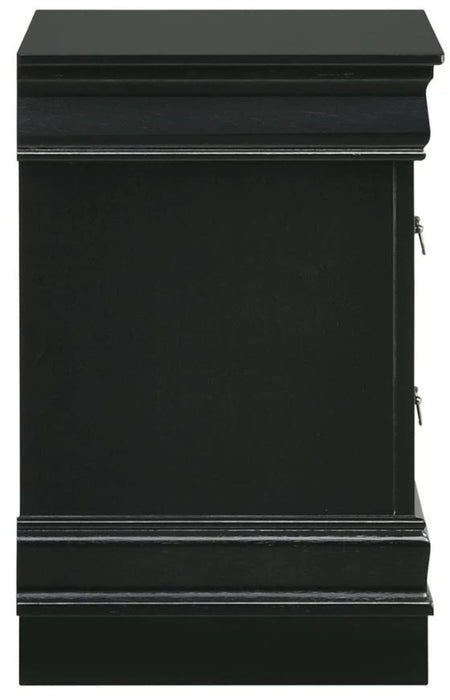 Elements International Louis Philippe Nightstand in Black - Vida Furniture (Laredo,TX)