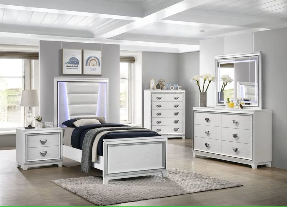 Elements International Moondance Nightstand in White - Vida Furniture (Laredo,TX)