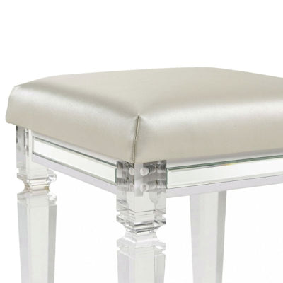 Elements International Twenty Nine Vanity Stool in White - Vida Furniture (Laredo,TX)