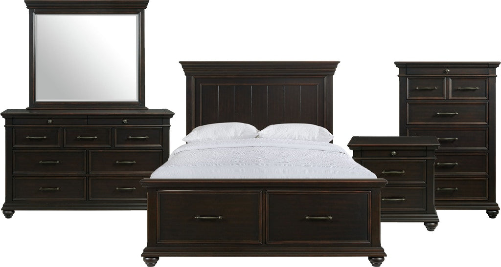 Elements International Slater 3 Drawer Nightstand with USB Port in Black - Vida Furniture (Laredo,TX)