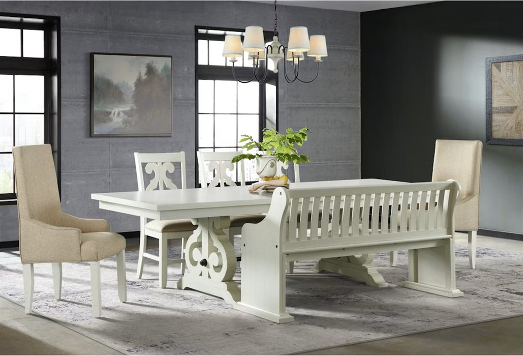 Elements International Stone Dining Table in White DST700DTC - Vida Furniture (Laredo,TX)