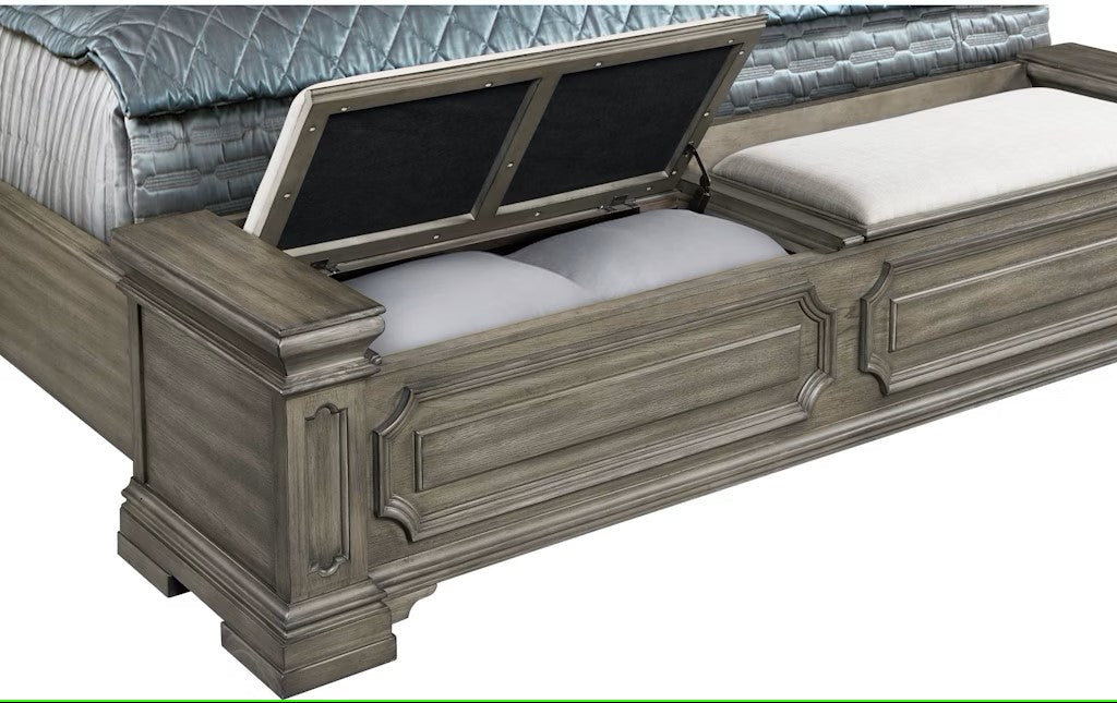 Elements International Kings Court Queen Storage Bed in Grey - Vida Furniture (Laredo,TX)