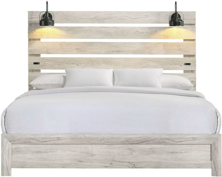 Elements International Fort Worth Queen Panel Bed in White - Vida Furniture (Laredo,TX)