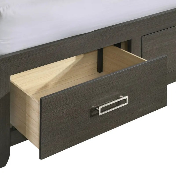 Elements International Sasha King Music Bed in Charcoal - Vida Furniture (Laredo,TX)