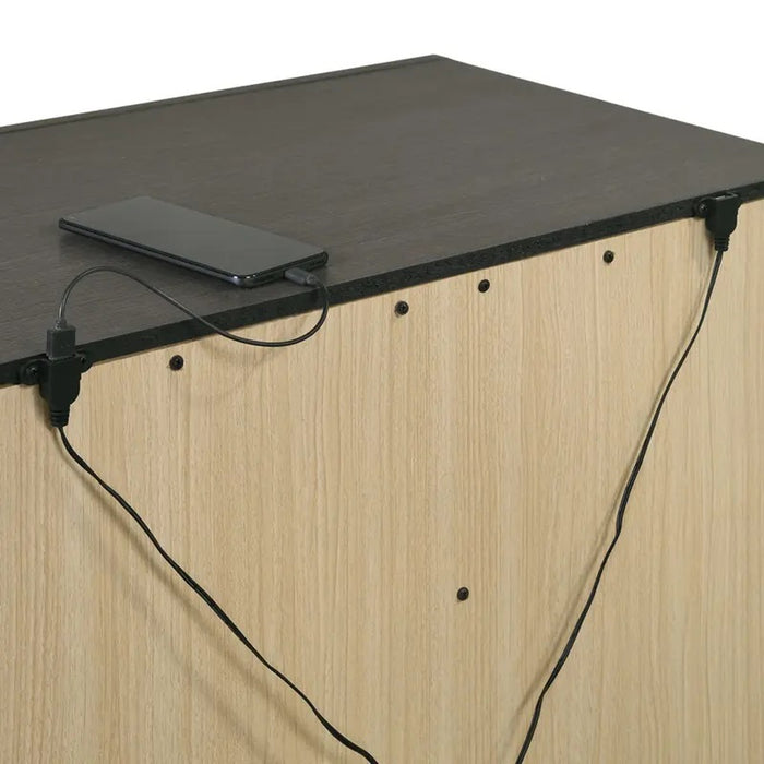 Elements International Sasha Nightstand in Charcoal - Vida Furniture (Laredo,TX)