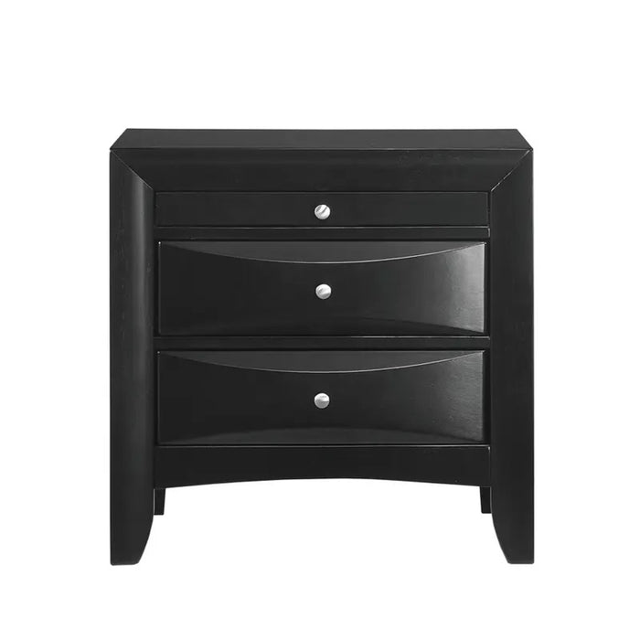 Elements International Emily 3 Drawer Nightstand in Black - Vida Furniture (Laredo,TX)