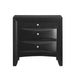 Elements International Emily 3 Drawer Nightstand in Black - Vida Furniture (Laredo,TX)