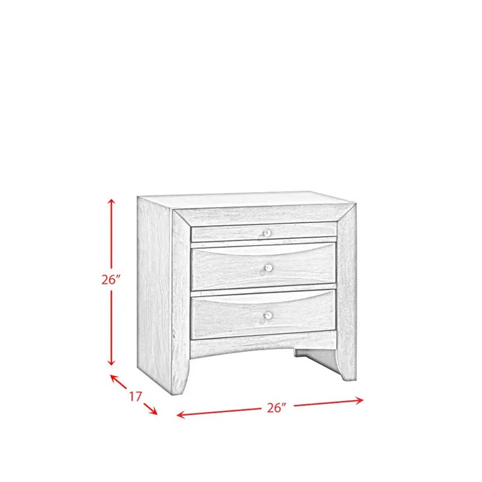 Elements International Emily 3 Drawer Nightstand in Black - Vida Furniture (Laredo,TX)