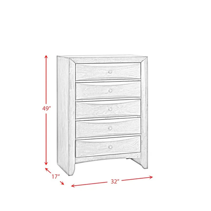 Elements International Emily 5 Drawer Chest in Black - Vida Furniture (Laredo,TX)