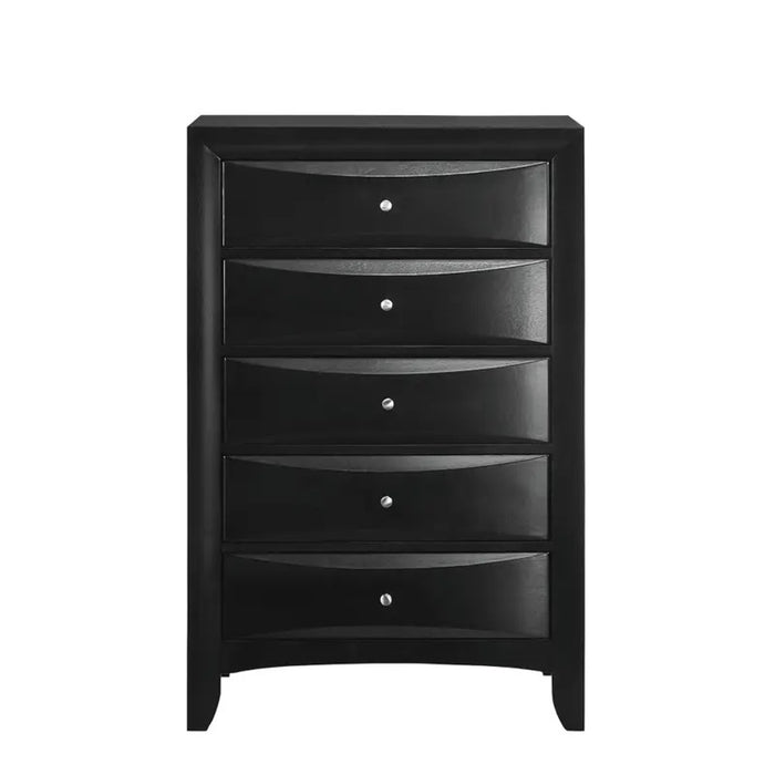 Elements International Emily 5 Drawer Chest in Black - Vida Furniture (Laredo,TX)
