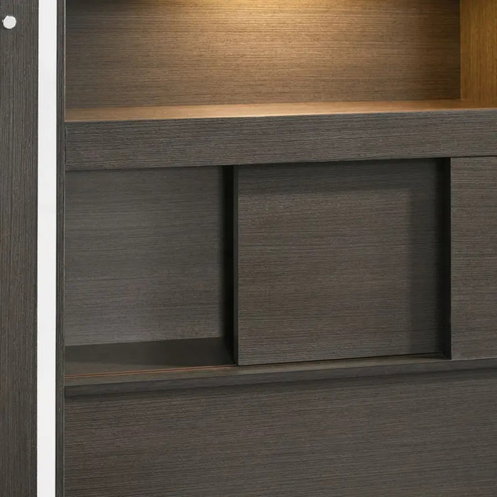Elements International Sasha King Music Bed in Charcoal - Vida Furniture (Laredo,TX)