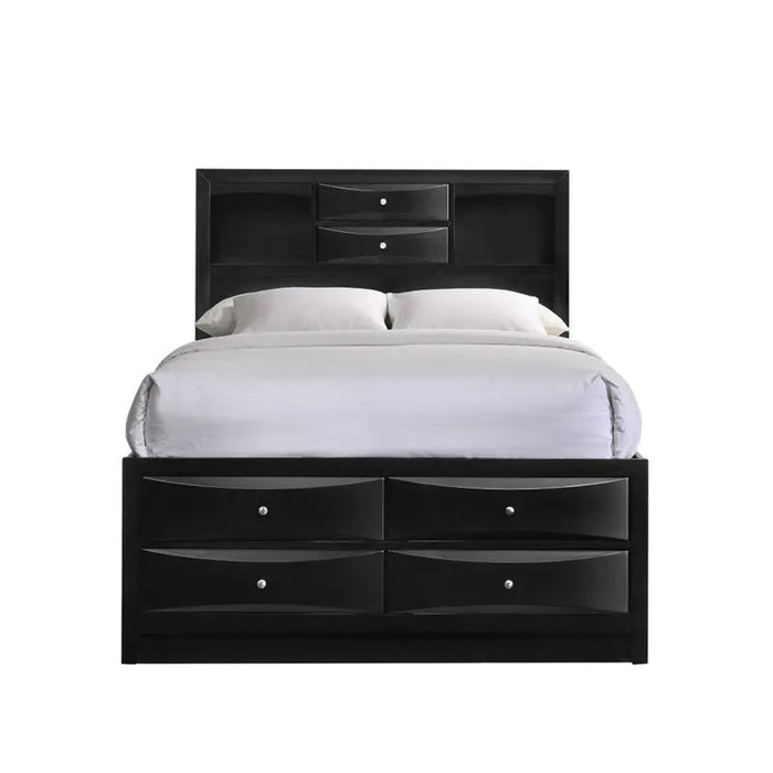 Elements International Emily King Storage Bed in Black - Vida Furniture (Laredo,TX)