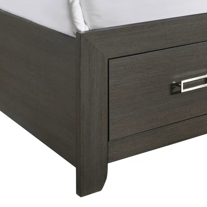 Elements International Sasha King Music Bed in Charcoal - Vida Furniture (Laredo,TX)