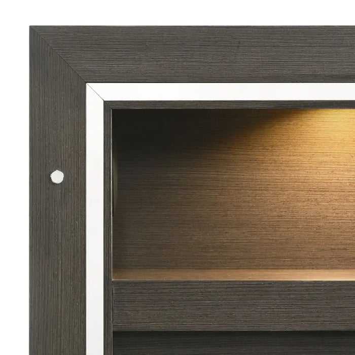 Elements International Sasha King Music Bed in Charcoal - Vida Furniture (Laredo,TX)