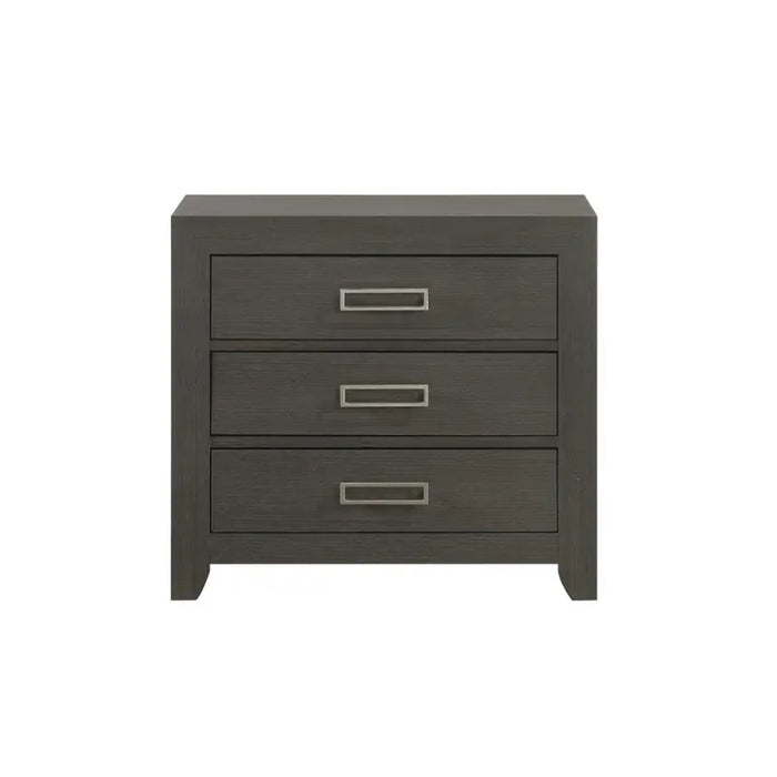 Elements International Sasha Nightstand in Charcoal - Vida Furniture (Laredo,TX)