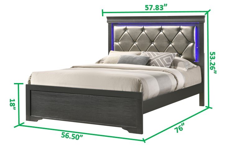 Galaxy Home Brooklyn Full Bed in Gray - Vida Furniture (Laredo,TX)